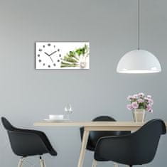 Wallmuralia Moderní skleněné hodiny na stěnu Bylinky černé 60x30 cm