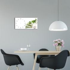 Wallmuralia Moderní skleněné hodiny na stěnu Bylinky bílé 60x30 cm