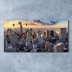 Wallmuralia Skleněné hodiny na stěnu New York ptačí pohled černé 60x30 cm