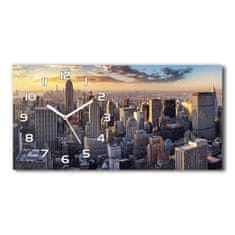 Wallmuralia Skleněné hodiny na stěnu New York ptačí pohled bílé 60x30 cm