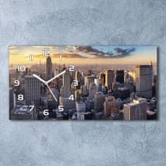 Wallmuralia Skleněné hodiny na stěnu New York ptačí pohled bílé 60x30 cm