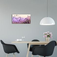 Wallmuralia Moderní skleněné hodiny na stěnu Levandule černé 60x30 cm