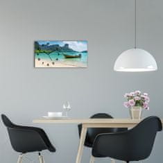 Wallmuralia Moderní skleněné hodiny na stěnu Loď černé 60x30 cm