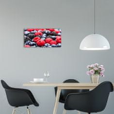 Wallmuralia Moderní skleněné hodiny na stěnu Lesní ovoce černé 60x30 cm