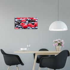 Wallmuralia Moderní skleněné hodiny na stěnu Lesní ovoce bílé 60x30 cm