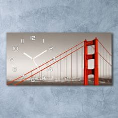 Wallmuralia Skleněné hodiny na stěnu Most San Francisco bílé 60x30 cm