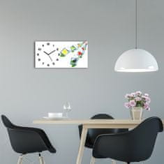 Wallmuralia Skleněné hodiny na stěnu Ovoce v kostkách černé 60x30 cm