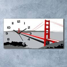 Wallmuralia Skleněné hodiny na stěnu Most San Francisco černé 60x30 cm