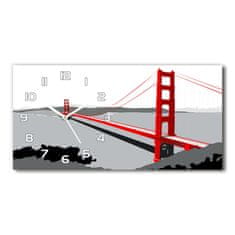 Wallmuralia Skleněné hodiny na stěnu Most San Francisco bílé 60x30 cm