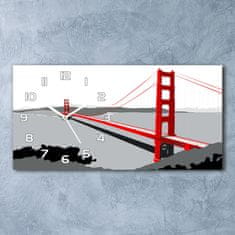 Wallmuralia Skleněné hodiny na stěnu Most San Francisco bílé 60x30 cm