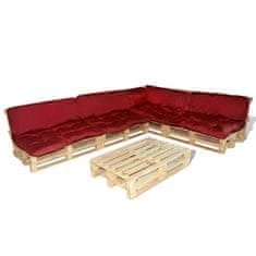 Vidaxl 41519 Sada 9 polštářů na opěradla/sedáky pro soupravu Pallet Lounge Set Vínově červená