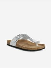 Geox Dámské kožené pantofle ve stříbrné barvě Geox Brionia 36