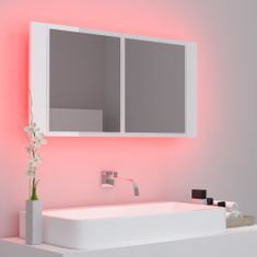 Vidaxl LED koupelnová skříňka se zrcadlem lesklá bílá 90 x 12 x 45 cm