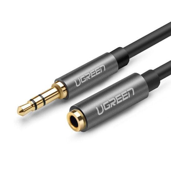 Ugreen Audio kabel Ugreen (10595), pozlacené konektory - Jack 3,5 mm, prodlužovací 3 m - černý