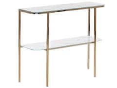 Beliani Skleněný konzolový stolek efekt bílého mramoru / zlatá CALVERT
