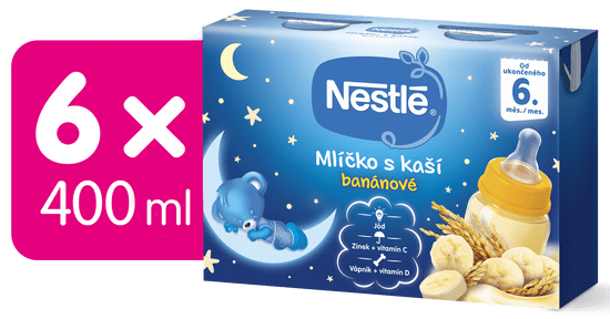 Nestlé Mlíčko s kaší Banánové - 6 x (2x200ml)