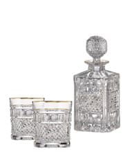 Bohemia Crystal Ručně broušený whisky set Felicie Line Gold (1 karafa + 2 sklenice)