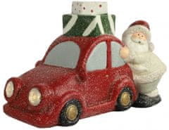 TWM auto vánoční figurka s ledem Santa Claus 17,5 cm bílá a červená