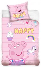 TWM Povlak na přikrývku Peppa Pig 140 x 200/90 cm růžová bavlna