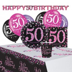 TWM Happy 50th Birthday Ladies Party Pack Pink / Black 41 kusů