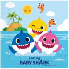 TWM Ubrousky Baby Shark 33 x 33 cm papírové modré 20 ks