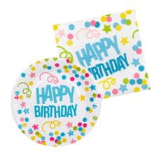 TWM 24dílná sada nádobí z papíru / kartonu Happy Birthday