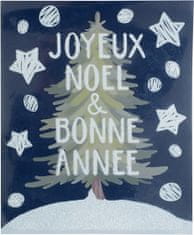 TWM samolepka na okno Joyeux Noel & Bonne Annee 34,5 x 28,5 cm bílá