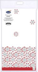 TWM Scandi ubrus, 138 x 220 cm, bílý / červený papír