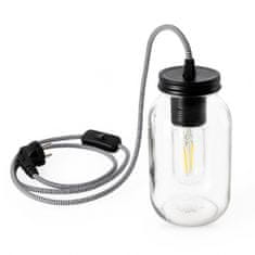 TWM stolní lampa 18,5 cm E27 sklo / ocel 60W černá / transparent