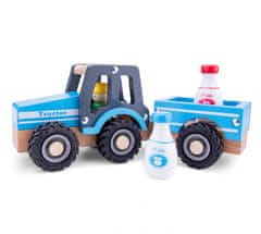 TWM traktor Little Driver24 cm dřevěný modrý 4dílný