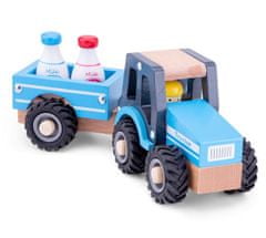 TWM traktor Little Driver24 cm dřevěný modrý 4dílný