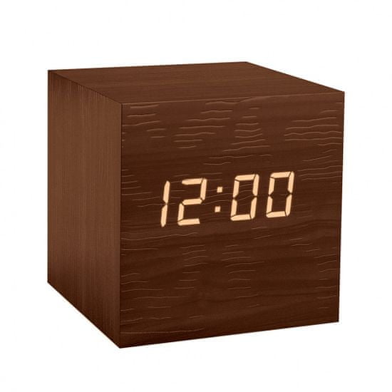 TWM Digitální budík Cube 6,3 cm hnědé dřevo