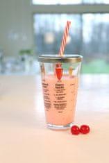 TWM odměrka Milkshake 475 ml sklenice / RVS červená / bílá