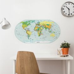 TWM samolepka na zeď Politická mapa 47 x 67 cm modrá