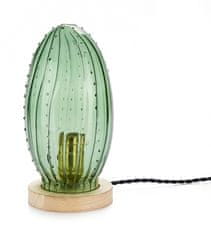 TWM stolní lampa Cactus Arizona 27 cm E27 sklo / dřevo 60W zelená