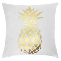 TWM dekorativní polštář ananas 45 x 45 cm v bílé / zlaté látce