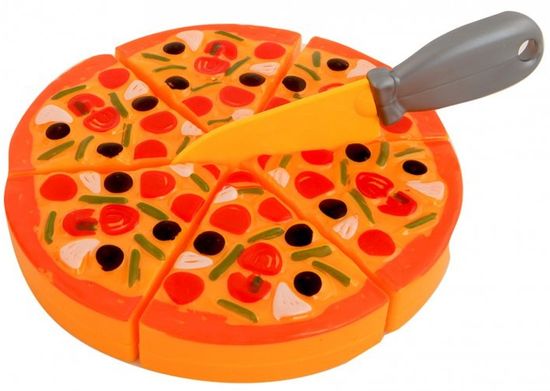 TWM Hrací sada na pizzu 16 cm, červená / oranžová, 7 kusů