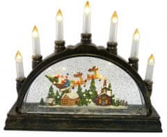 TWM Santa LED svícen 32 x 25 cm černé / hnědé sklo