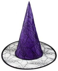 TWM Wicca čarodějnický klobouk 40 cm z průhledného / fialového jednorozměrného polyesteru