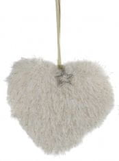 TWM Vánoční přívěsek srdce Lasey, 14 cm, bílý v textilu