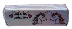 TWM Penál Let's Be Unicorns junior 22 cm polyester stříbrný