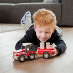 TWM Traktor Little Driver 24 cm dřevo červený 4dílný