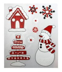 TWM Vánoční arch samolepek, 28,5 x 34,5 cm, 8dílný bílo-červený