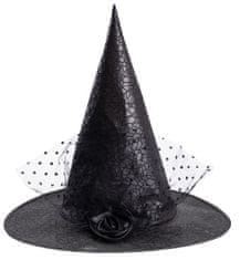 TWM čarodějnický klobouk 35 cm syntetický černý jednovel