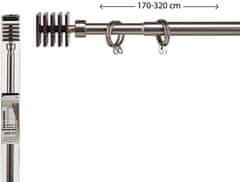 TWM záclonová tyč 4,5 x 170 až 320 cm stříbrná ocel