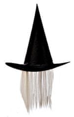 TWM ženský čarodějnický klobouk 38 cm PVC černá / bílá jednovel