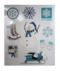 TWM Vánoční arch samolepek 28,5 x 34,5 cm modrá / bílá 9 kusů