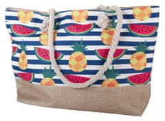 TWM Plážová taška Fruit 3,5L 52 x 34 cm béžový a modrý polyester