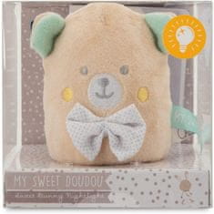 TWM Noční lampička Bear junior 7 x 9 cm sametová světle hnědá / modrá