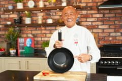 TWM Wok pánev Ken Hom s rukojetí 20 cm z uhlíkové oceli černá